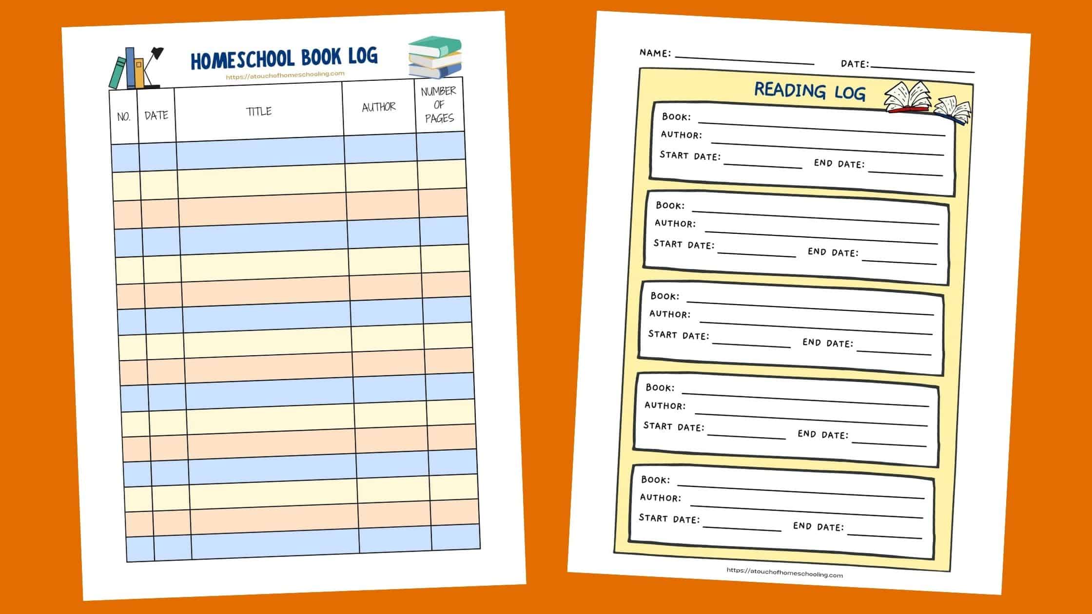 free printable homeschool book log - reading log for kids